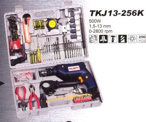 TKJ 13-256K Taladradora de 500w. con percutor. Similares caracteristicas que los modelos anteriores con otros tipos de herramientas y accesorios.